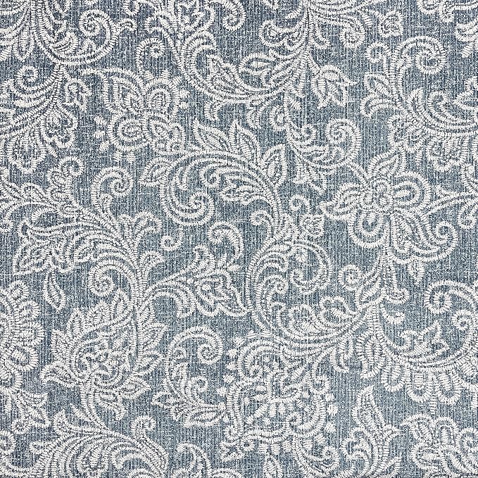 Spatial Order 22" Dinah Collection Storage Ottoman - Blue Denim Jacobean Print